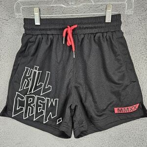 Kill Crew Shorts Mens Black Mesh Athletic MMXX Red Drawstring Logo